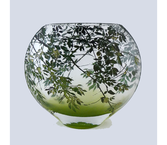 Mary Melinda Wellsandt - Etched Glass Vase, Alder Green